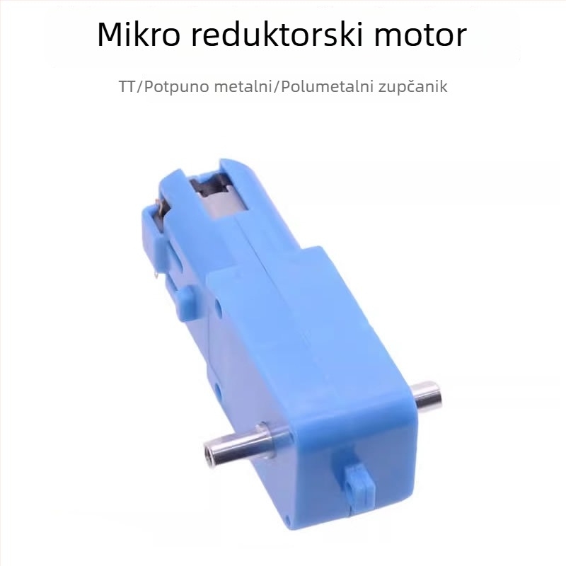 TT DC zupčasti motor, 3V-6V, četveroključni pogon za robota-automobil s gumijastim kotačima i metalnom zupčanicom