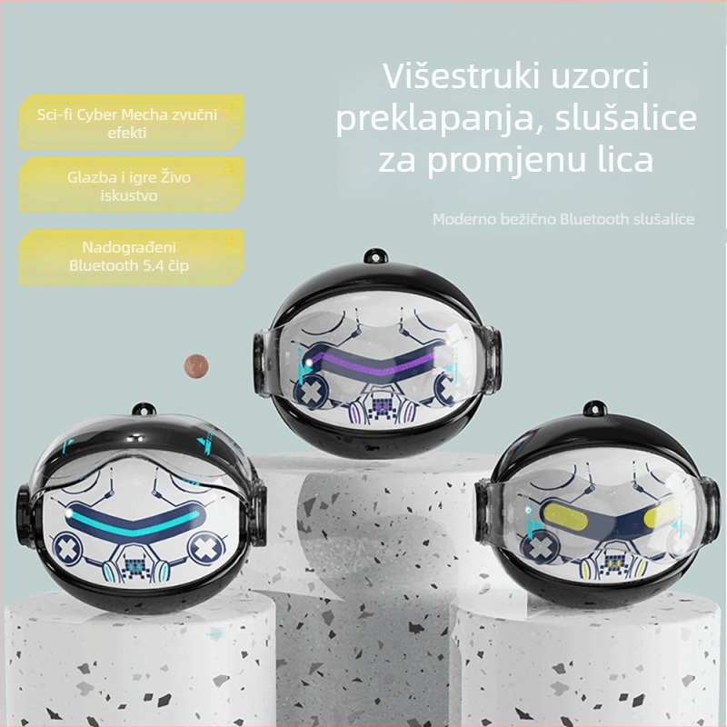 Gaming Bluetooth slušalice, poluin-ear dizajn, RGB pulsirajuće svjetlo, 360° zvuk, niska latencija za Esports, gestnim dodirom, stereo, vodootporne, trajanje baterije 4–8 sati