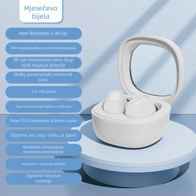 Mini Bluetooth bežične slušalice, dugi vijek baterije, visokokvalitetan zvuk, redukcija šuma, binauralne in-ear slušalice za gaming, esports razina, niska latencija
