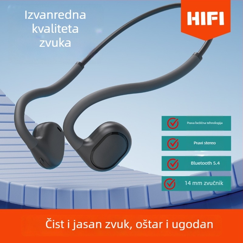H06 vrhunske stereo Bluetooth slušalice s otvorenim dizajnom za uho, izvan ušni, s kukom za uho, dugotrajna baterija, idealne za vožnju i sport