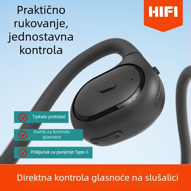 H06 vrhunske stereo Bluetooth slušalice s otvorenim dizajnom za uho, izvan ušni, s kukom za uho, dugotrajna baterija, idealne za vožnju i sport
