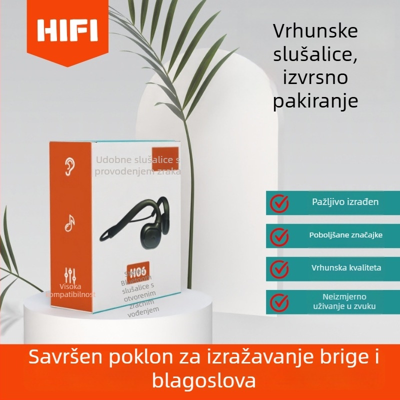 H06 vrhunske stereo Bluetooth slušalice s otvorenim dizajnom za uho, izvan ušni, s kukom za uho, dugotrajna baterija, idealne za vožnju i sport
