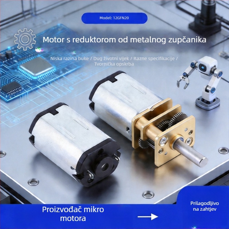 Wal-blue N20 mikro DC motor s reduktorom 12:1, niski buka, 3-12V