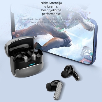 Bežične TWS slušalice od cinkove legure — redukcija buke pri razgovoru, stereo zvuk, Bluetooth 5.4, 8+ sati baterije, vodootporne