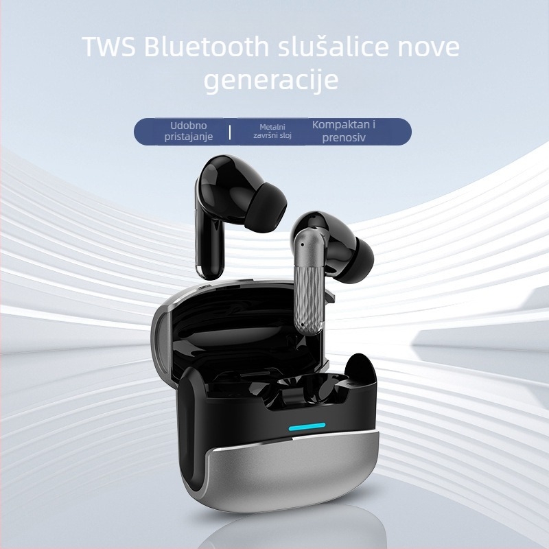 Bežične TWS slušalice od cinkove legure — redukcija buke pri razgovoru, stereo zvuk, Bluetooth 5.4, 8+ sati baterije, vodootporne