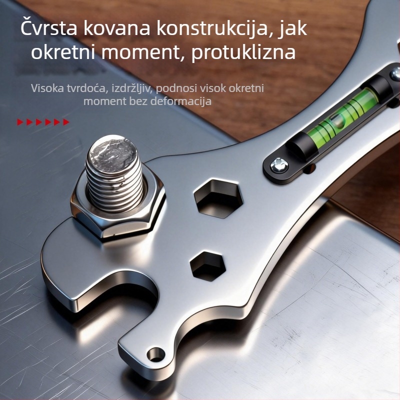 Nehrđajući čelični kupaonski ključ s višenamjenskom libelom za tuš
