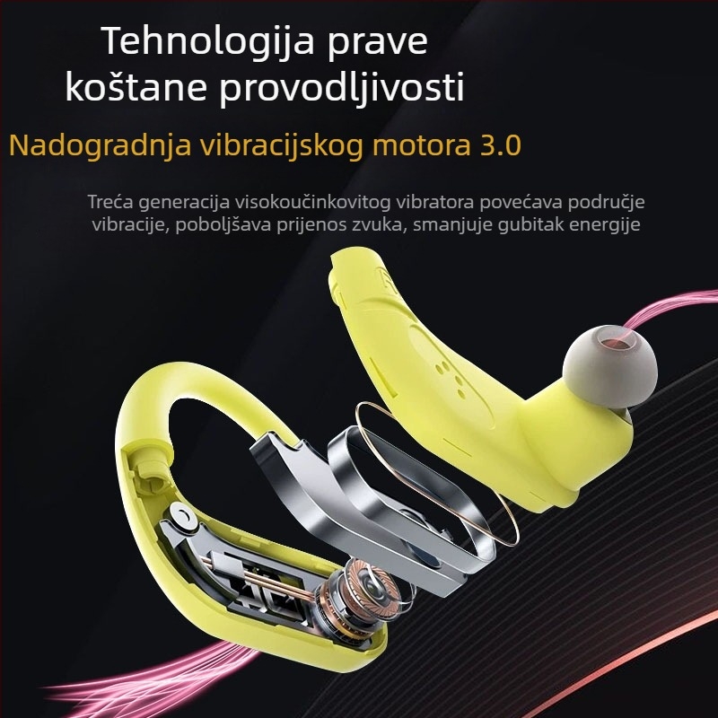 Bežične slušalice s koštanom provodljivošću, Bluetooth, vodootporne, za sport i trčanje, s 8 GB ugrađene memorije
