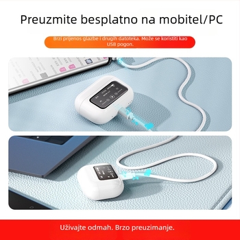 Bežične Bluetooth slušalice za uho s pametnim zaslonom i ugrađenom memorijom za slušanje predavanja, glazbe i elektroničkih knjiga