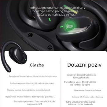 JM11 Bluetooth slušalice s otvorenim uhom, okretni držač za uho, digitalni zaslon, sportsko smanjenje buke