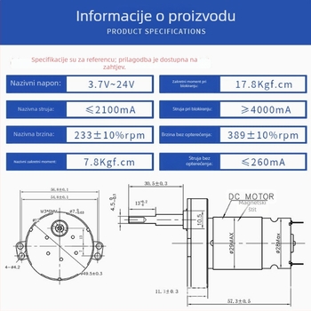 Mikromotor s metalnim reduktorom, kompaktan DC motor
