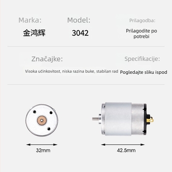 3042 mikro motor s reduktorom i pumpom zraka, četkasti DC motor za usisavač i robot za čišćenje