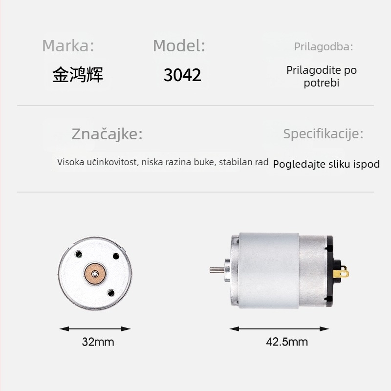 3042 mikro motor s reduktorom i pumpom zraka, četkasti DC motor za usisavač i robot za čišćenje
