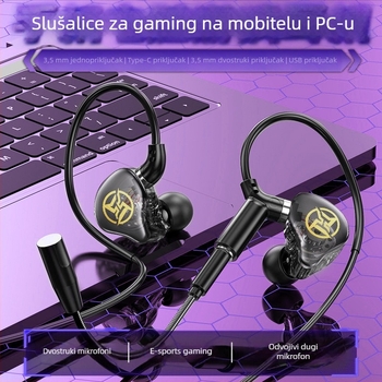Neutral E11 gaming slušalice, žične, dizajn in-ear/ear-hook, dugi mikrofon, 3.5 mm priključak, 12 mm zvučnik, silikonske maskice