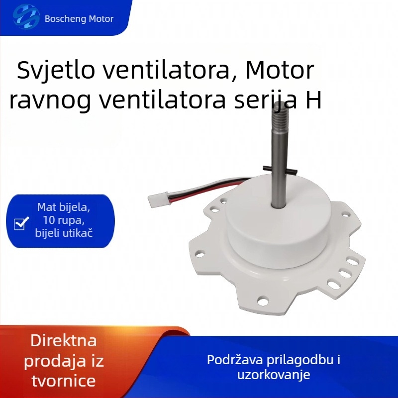 Bijeli bezčetkasti motor ventilatora za dnevni boravak, spavaću sobu i dječju sobu; 10‑pin priključak; pogodan za stropne i stojeće ventilatore