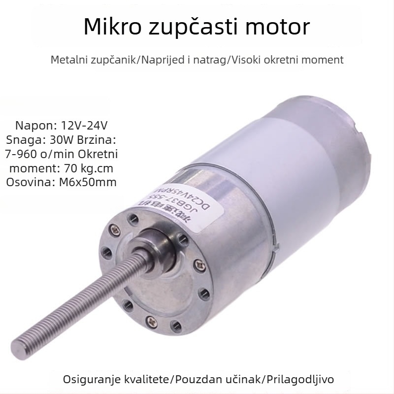 Pei Yan 555 DC motor s reduktorom, 12V/24V, regulirana brzina, dugi osov za dizanje klizne ploče sa vijčanom šipkom
