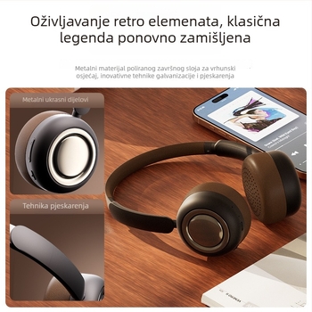 Chaorui CR28 Bežične slušalice preko uha Bluetooth 6.0, dugotrajna baterija, visokokvalitetan zvuk, retro metalni dizajn, IPX4, stereo zvuk