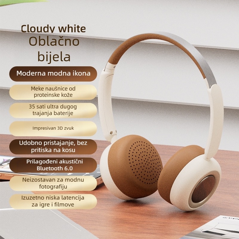 Chaorui CR28 Bežične slušalice preko uha Bluetooth 6.0, dugotrajna baterija, visokokvalitetan zvuk, retro metalni dizajn, IPX4, stereo zvuk