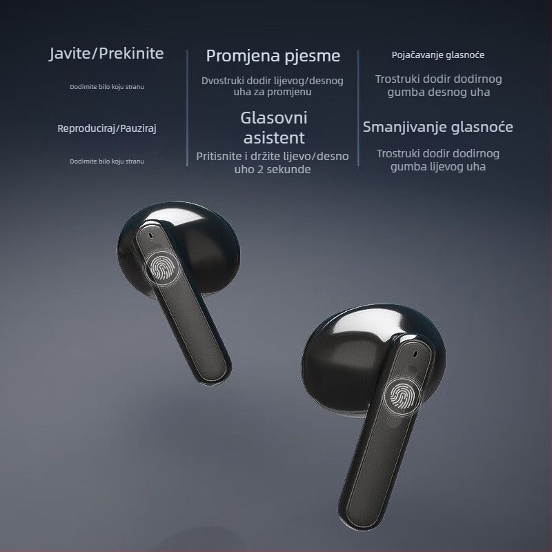 HYA12 Bluetooth slušalice s redukcijom buke za pozive, in-ear, dug život baterije, bežični TWS za sport i igrice