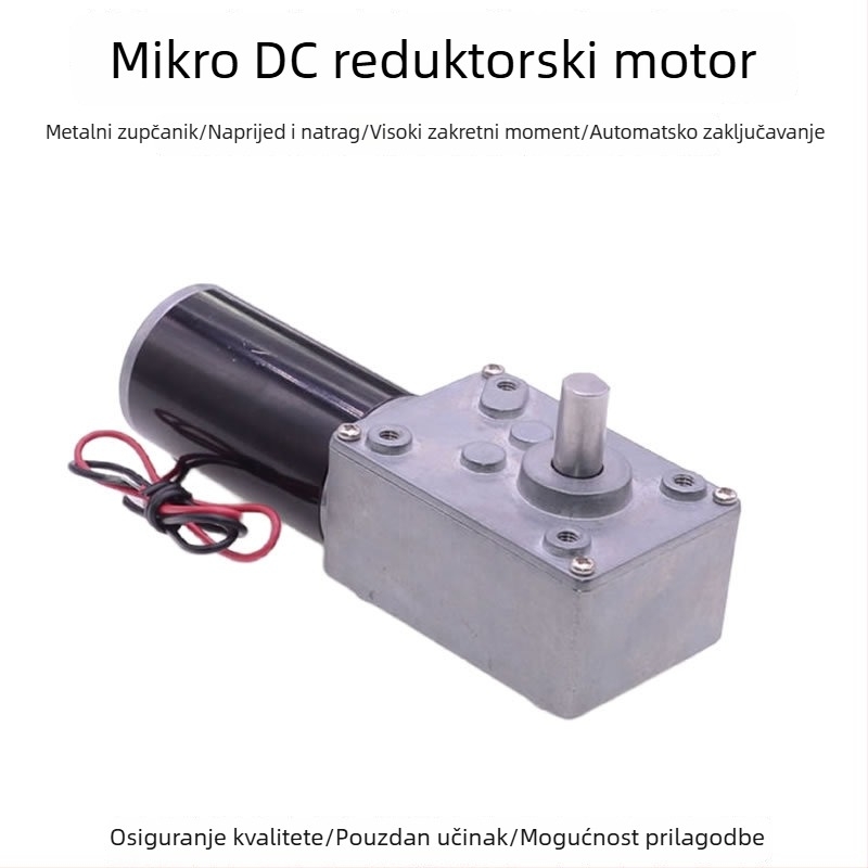 Mikro DC motor s reduktorom, 12-24V, visok okretni moment, pametan sustav za sušenje odjeće i zavjesa, samosblokirajući šnekasti prijenos