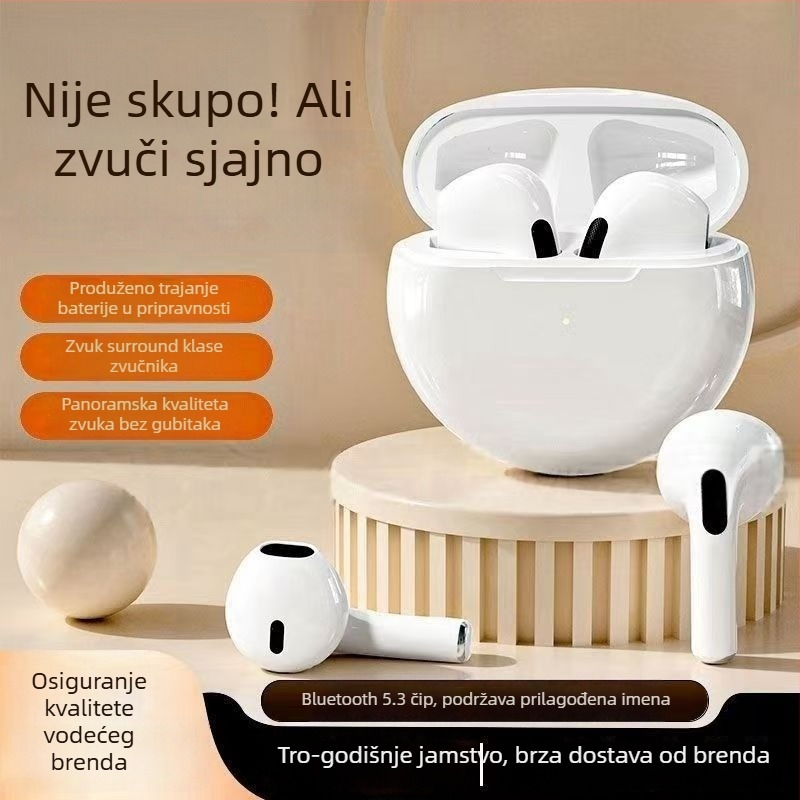 Pro6 bežične slušalice s kožnom teksturom, dizajn za trčanje – visokokvalitetan zvuk, Bluetooth 5.0, IPX4, trajanje baterije 4–8 sati