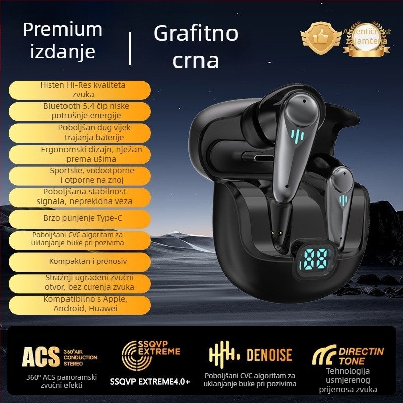 YX37 Gaming Bluetooth slušalice s ANC-om, 2,4 GHz brzo bežično povezivanje, ultra niska latencija, dugi vijek baterije, esports slušalice s prilagođenim kalupom