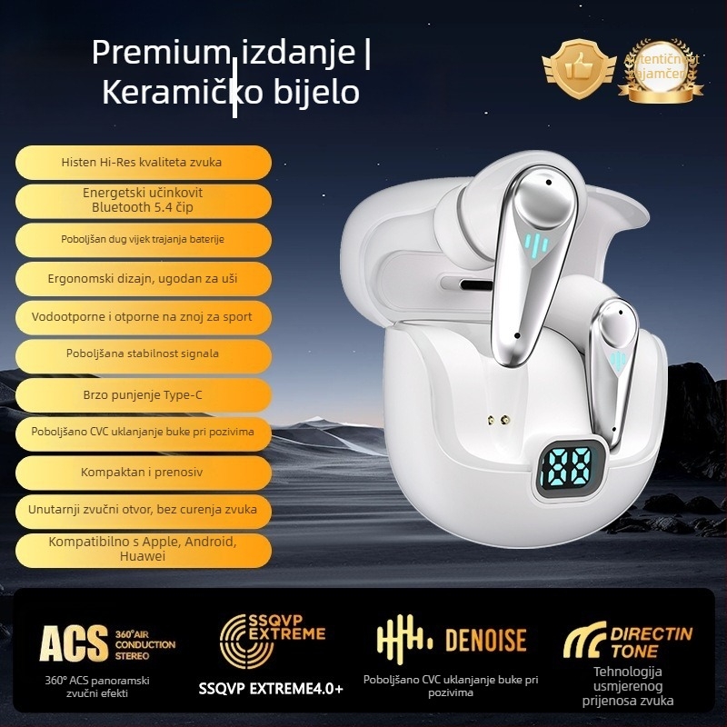 YX37 Gaming Bluetooth slušalice s ANC-om, 2,4 GHz brzo bežično povezivanje, ultra niska latencija, dugi vijek baterije, esports slušalice s prilagođenim kalupom