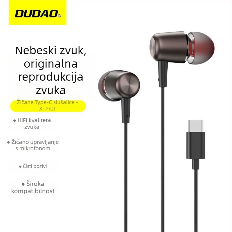 X1ProT Type-C žične in-ear slušalice s mikrofonom, kompatibilne s Apple, Xiaomi i Huawei uređajima