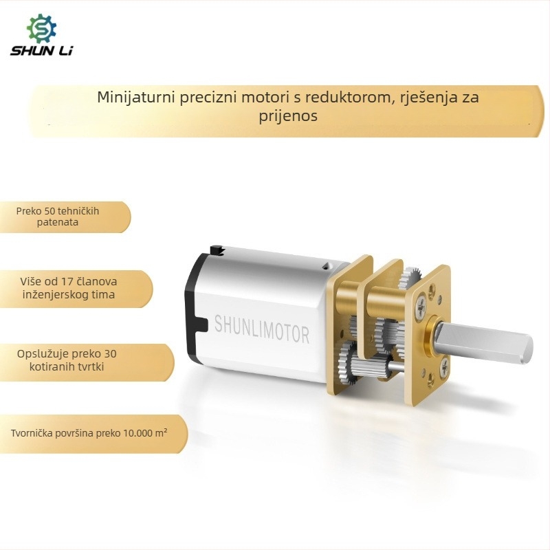GM12N20 mikro DC redukcijski motor, 3-12V, za pametnu ključavnicu i robotsku usisavač