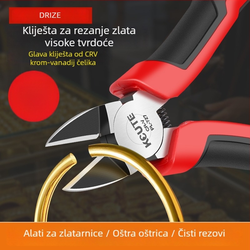 Dijagonalne kliješta za rezanje zlata, visoka izdržljivost, kompaktni alat za rezanje zlatnih i srebrnih pločica
