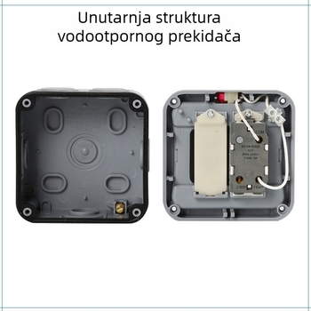 Vanjska vodootporna kutija prekidača IP66, 86×86 mm, zidni površinski montažni, s dvostrukim upravljanjem