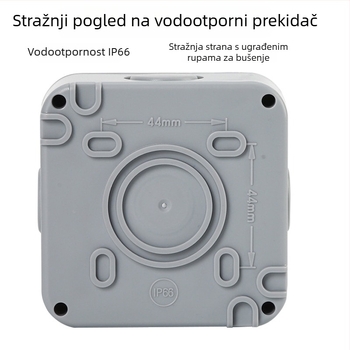 Vanjska vodootporna kutija prekidača IP66, 86×86 mm, zidni površinski montažni, s dvostrukim upravljanjem