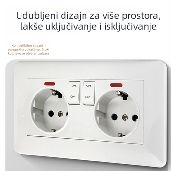 Panel prekidača i utičnice tipa 146, bijela, 16A, europski standard, dvostruka europska utičnica, skrivena ugradnja na zid