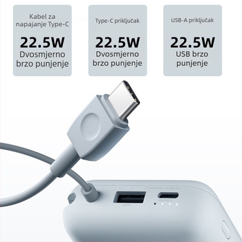 Xiaomi džepna power banka s integriranim kabelom, 10000 mAh, prenosni izvor energije za korporativne poklone, prilagodljivo