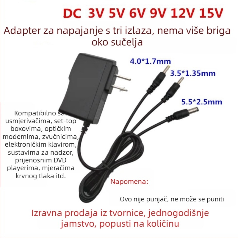 Višestruko napajanje i kabel za napajanje za usmjerivače, set-top kutije, monitore, audio opremu i DVD uređaje