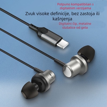 Type-C potpuno kompatibilne digitalne slušalice s metalnim kabelom, visokokvalitetan zvuk, poluo-ušni dizajn, kompatibilno s 1516Vivo