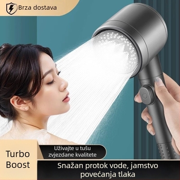 Glava tuša za kupaonicu, višestruka funkcija, visok tlak, ručna, okruglog oblika, zidni nosač s mogućnošću rotacije