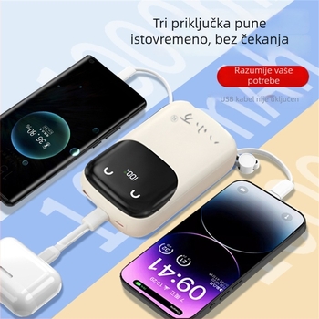 Nacionalno 3C certificiran power bank s tri kabla, stvarni kapacitet 10.000/20.000 mAh, tanak, brzo punjenje, pogodan za brze vlakove i zrakoplove