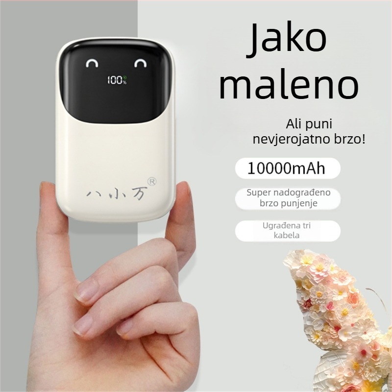 Nacionalno 3C certificiran power bank s tri kabla, stvarni kapacitet 10.000/20.000 mAh, tanak, brzo punjenje, pogodan za brze vlakove i zrakoplove