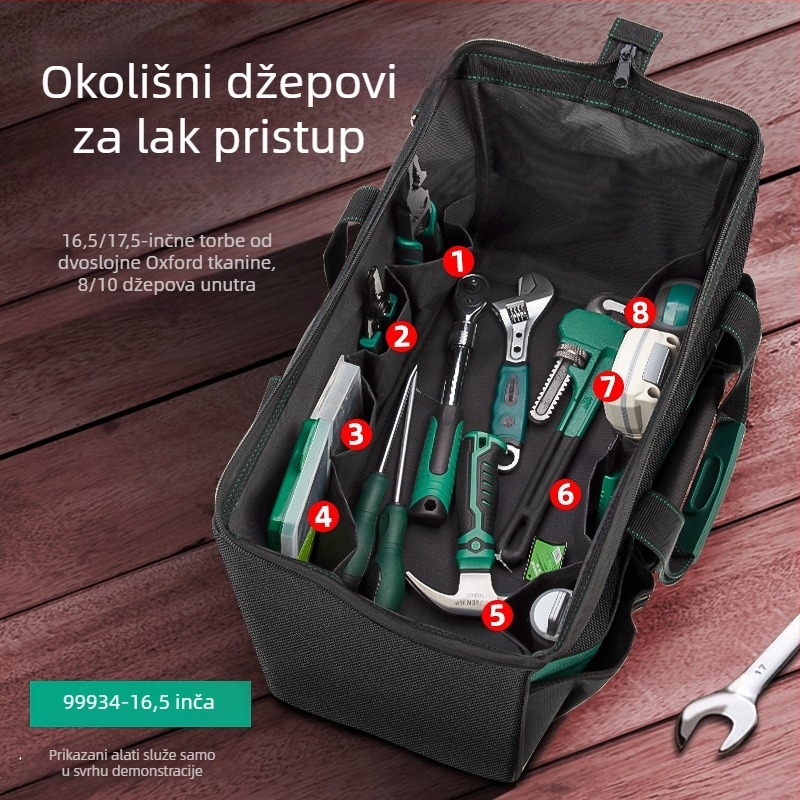 Topson torba za alate za elektrikare — velika kapaciteta, torba od Oxford platna za gradilište