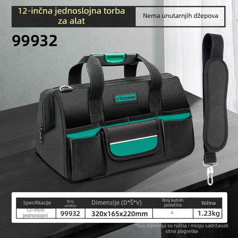 Topson torba za alate za elektrikare — velika kapaciteta, torba od Oxford platna za gradilište