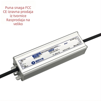 Vodootporno napajanje za LED trak, 50W, 12/24/36/48V, s prekidačem, IP67, dimenzije 168×49×34 mm