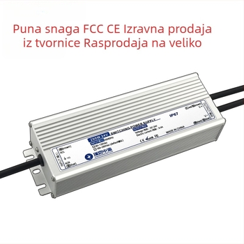 Vodootporno napajanje za LED trak, 50W, 12/24/36/48V, s prekidačem, IP67, dimenzije 168×49×34 mm