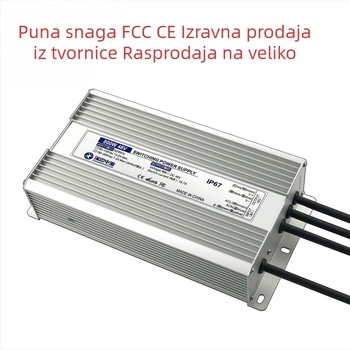 Vodootporno napajanje za LED trak, 50W, 12/24/36/48V, s prekidačem, IP67, dimenzije 168×49×34 mm