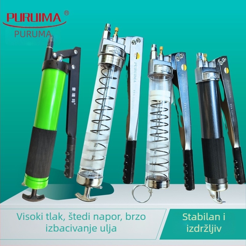Ručni pumi mazivo za bager – dvostruka i jednostruka šipka, dvostruki piston, aluminijska legura, spremnik 800cc, ukupna duljina 365 mm