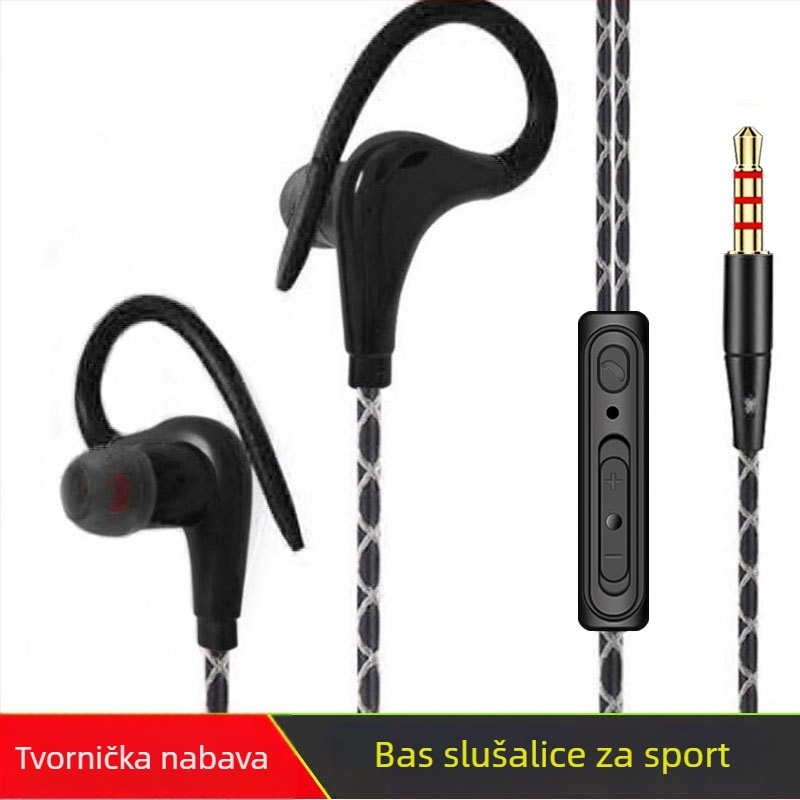 Sportske žične slušalice s mikrofonom i inline upravljačem, Hi-Fi bass, univerzalna kompatibilnost