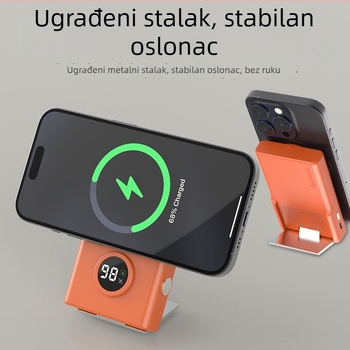 Bluetooth power banka za selfie s magnetskim bežičnim punjenjem, 15W, držač za telefon, 10000mAh, velik kapacitet