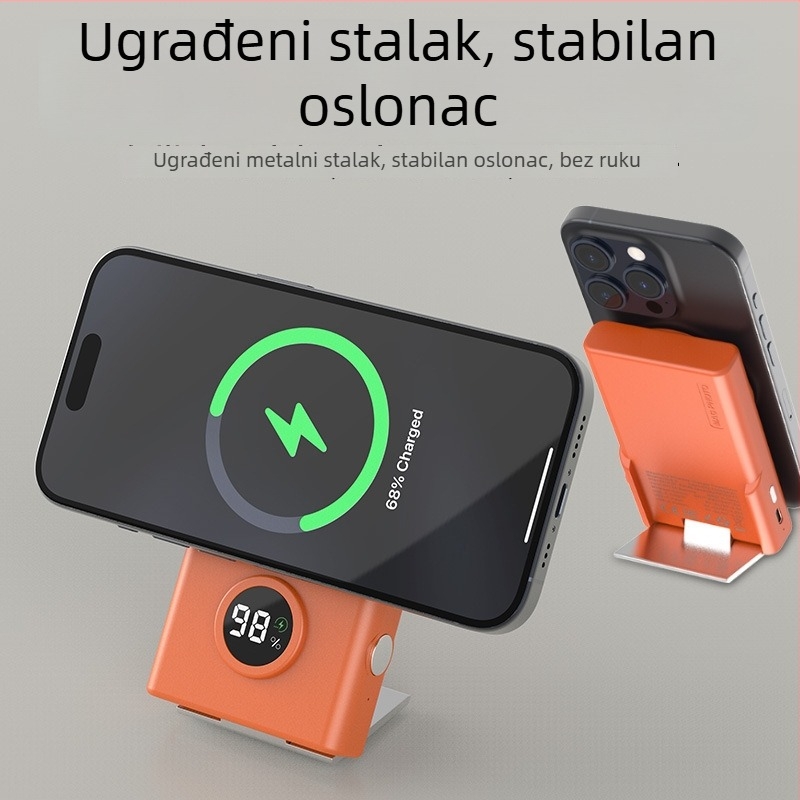 Bluetooth power banka za selfie s magnetskim bežičnim punjenjem, 15W, držač za telefon, 10000mAh, velik kapacitet
