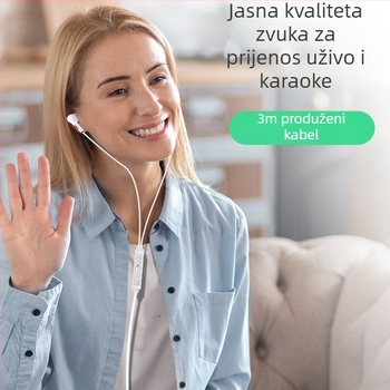 Žične in-ear slušalice s mikrofonom za karaoke i prijenos uživo, s inline upravljačem, prilagodljivim zvukom i osvijetljenim kabelom