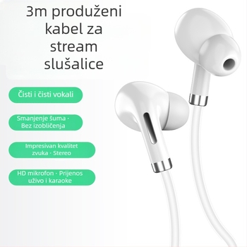 Žične in-ear slušalice s mikrofonom za karaoke i prijenos uživo, s inline upravljačem, prilagodljivim zvukom i osvijetljenim kabelom