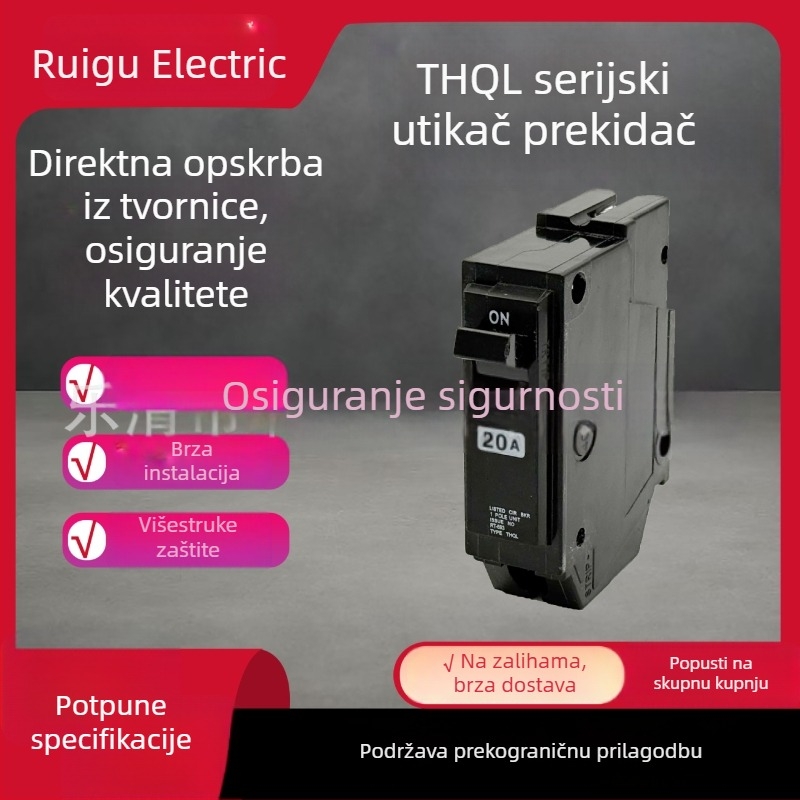 THQL 1P GE Plug-In Crni Mini Osigurač – Američki Standard
